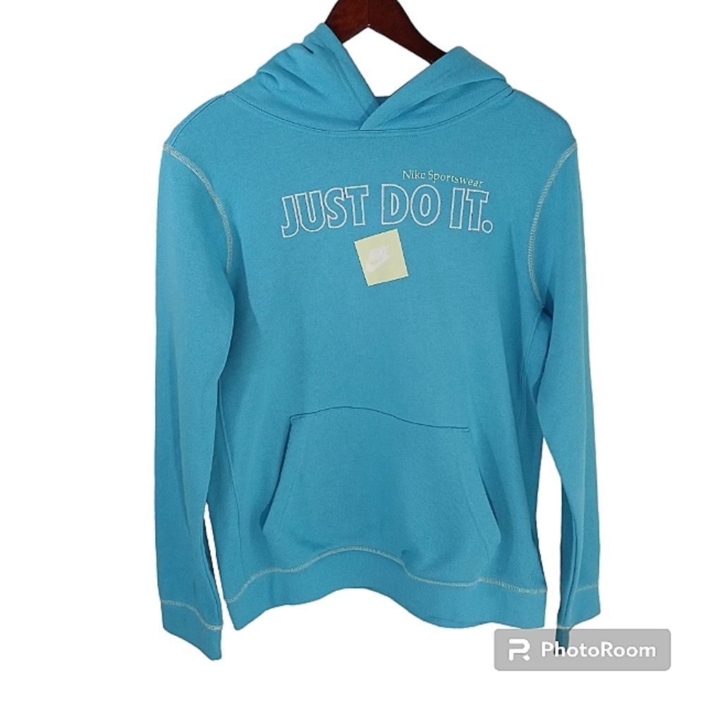 NIKE NWOT Woman's Teal and Lime green Pullover Hoodie Size XL juniors.
